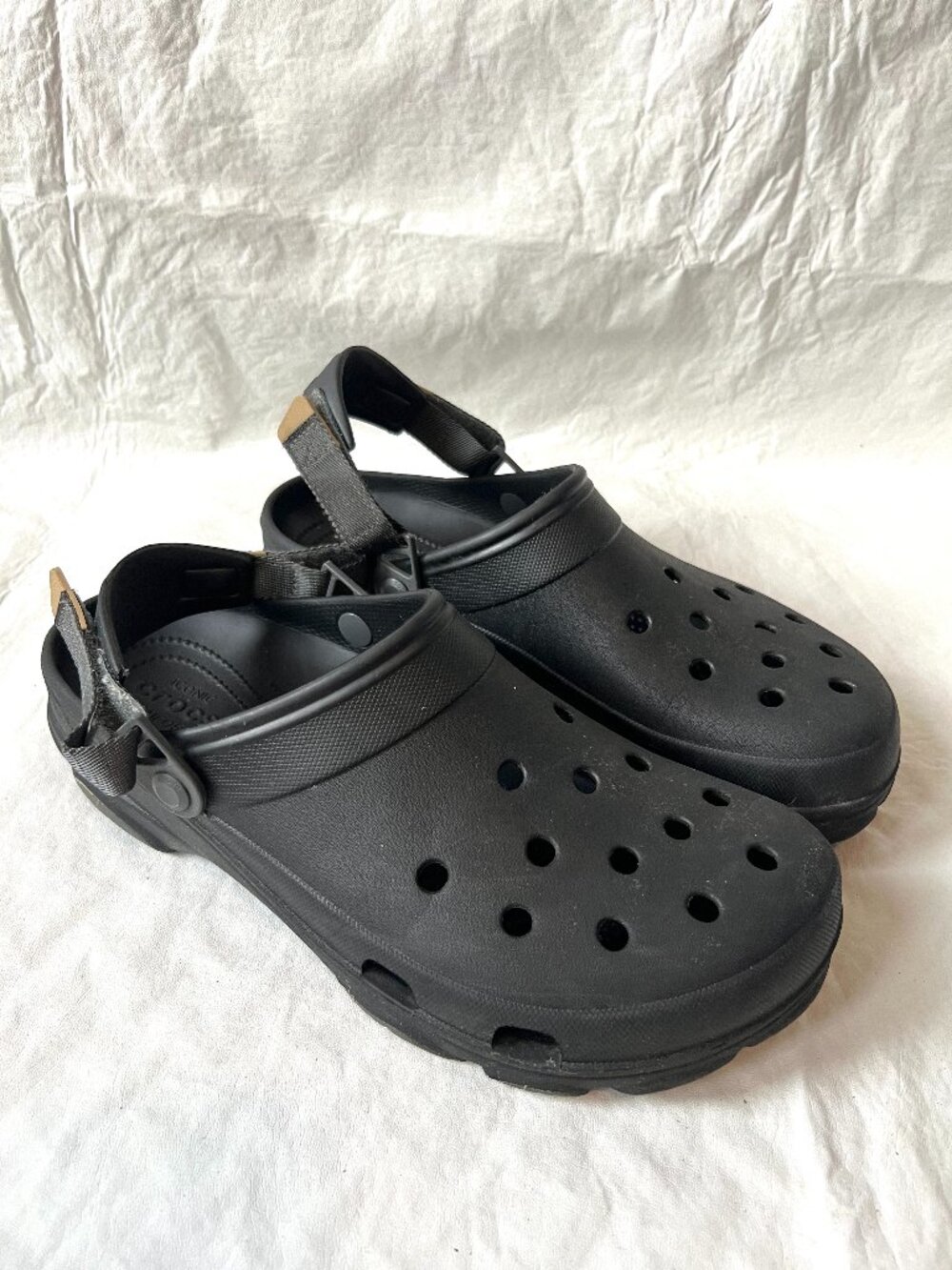 Crocs clogs Classic All-Terrain black gray slip on shoes mens 13 ankle strap